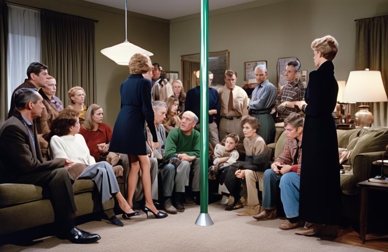 00235-3610797245-A group of upper_middle_class New_Yorker's gathered around a galvanized_metal thin_pole in a living room, family holiday, surly.png